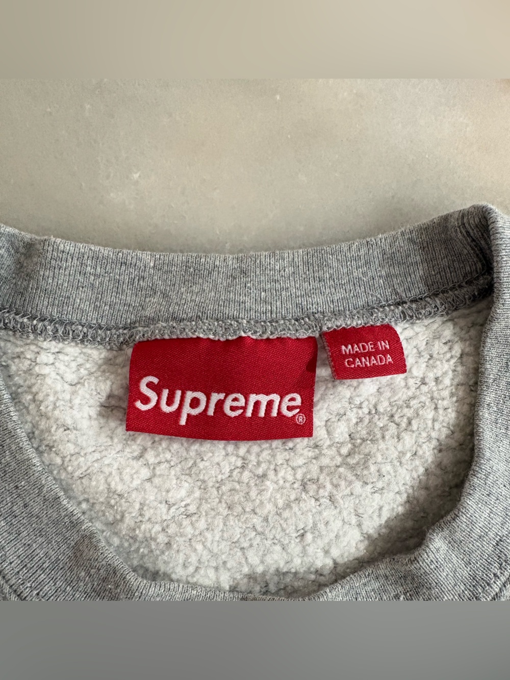 Supreme Gray Crewneck Sweatshirt with Red Box Logo - Picture 6 of 8